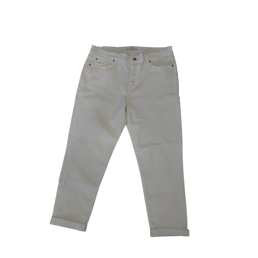 NWT 7 For All Mankind Suzanne Boyfriend‎ Jeans White Denim Women's Size 32